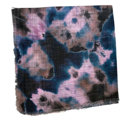 Tie dyed blue/pink -  soft fringed tichel