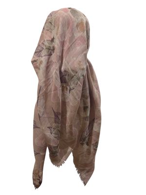 Delicate summer patterned lavender - long kerchief back - soft fringes pretied tichel (BBS) w/band sewn in