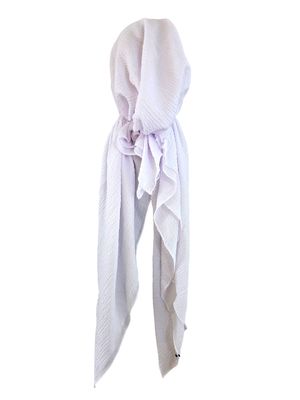 White textured solid pre-tied tichel