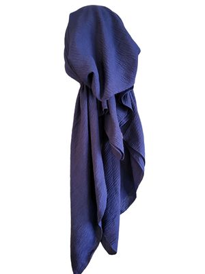 Navy textured solid pre-tied tichel