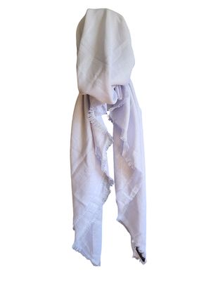 White w/silver shimmer  - soft fringes pretied tichel