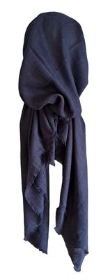 Navy solid  - soft fringes pretied tichel
