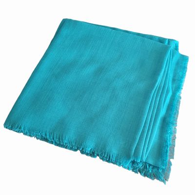 Solid soft fringed tichel - turquoise 
