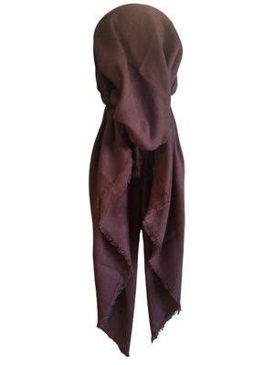 Chocolate brown solid  - soft fringes pretied tichel