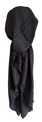 Black solid  - soft fringes pretied tichel