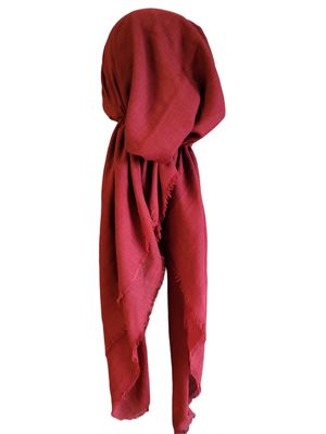 Maroon solid  - soft fringes pretied tichel w/band sewn in (BBS)