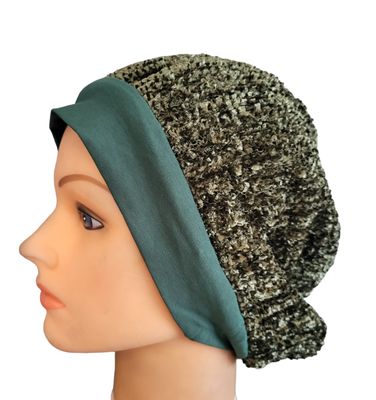 Olive chenille snood with band
