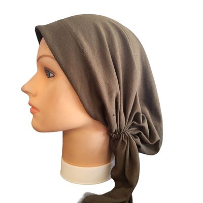Olive stretchy cotton pre tied tichel w/band sewn in 