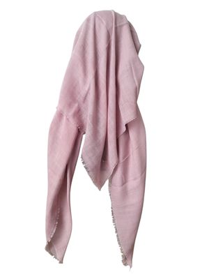Blush/light pink solid - long back pre-tied kerchief w/band sewn in  -  soft fringed edges material