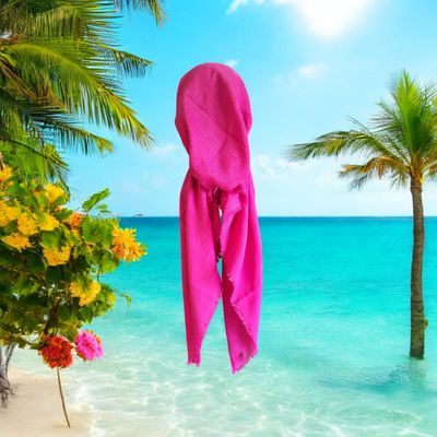 Hot pink solid  - soft fringes pretied tichel