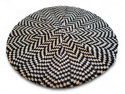 Black herringbone lined chenille snood/beret