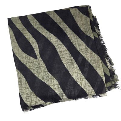 Green zebra patterned -  soft fringed tichel