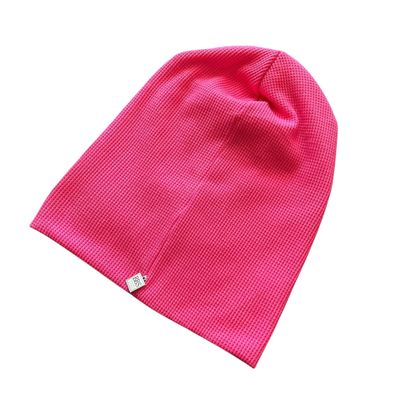 Hot pink waffle cotton beanie