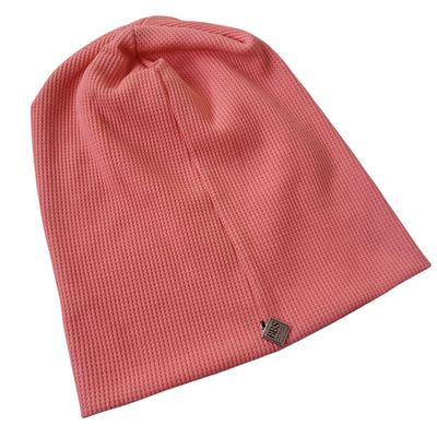 Light coral waffle cotton beanie
