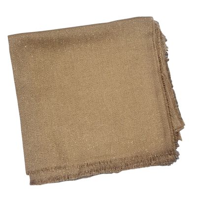 Solid slightly glittery soft fringed tichel - medium gold