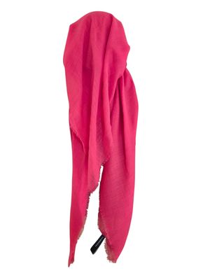 Hot pink solid - long kerchief back - soft fringes pretied tichel (BBS) w/band sewn in