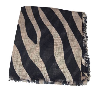 Tan zebra patterned -  soft fringed tichel