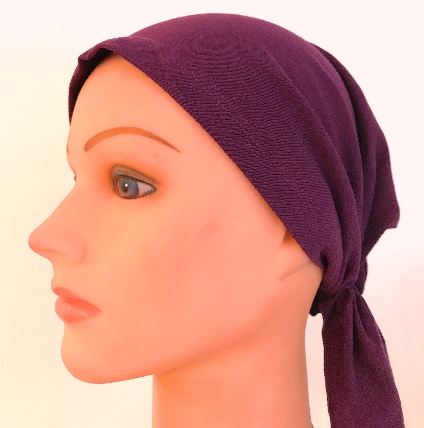 Grape stretchy cotton pre tied tichel