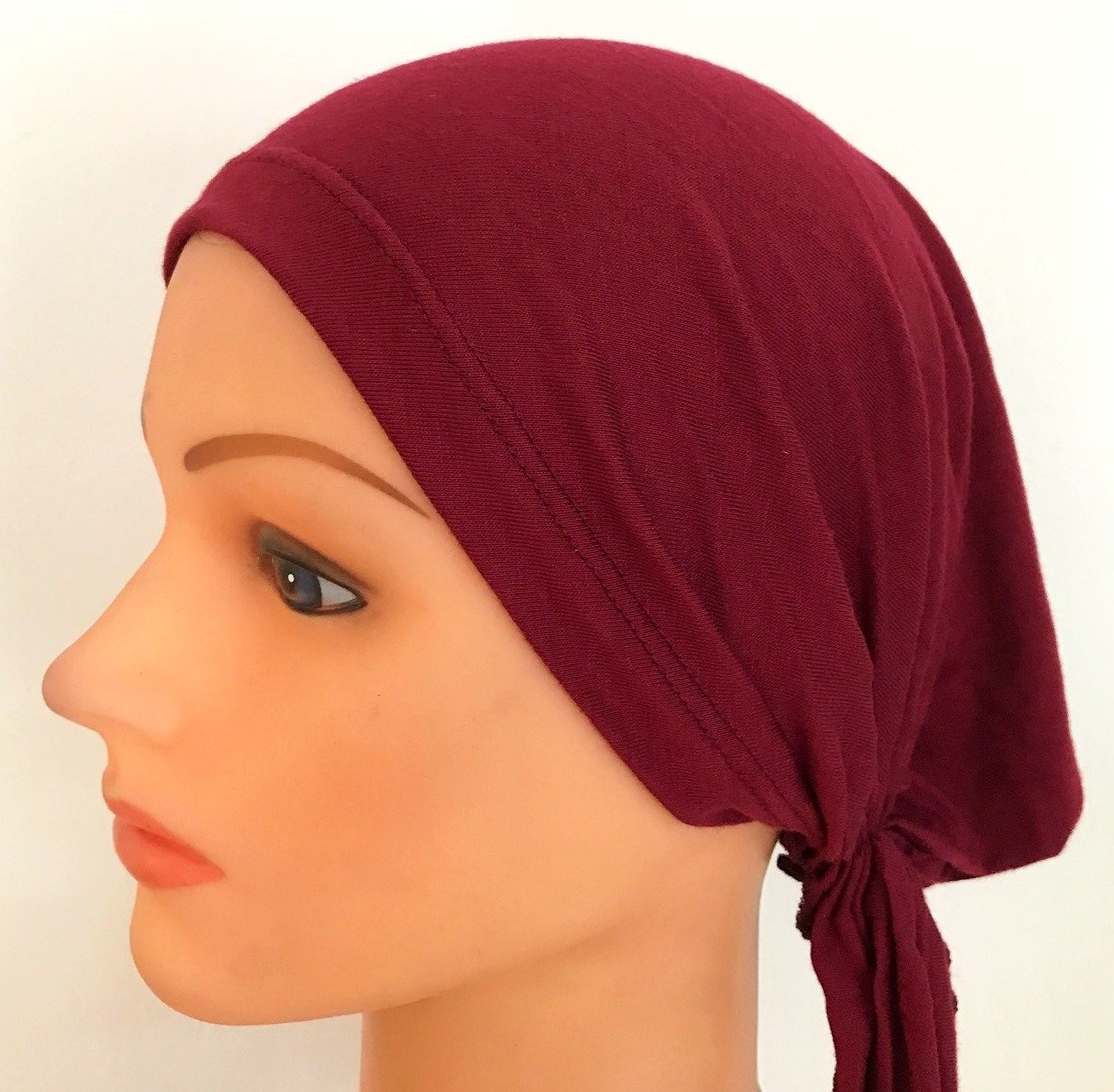 Cranberry stretchy cotton pre tied tichel