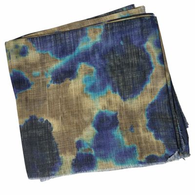 Tie dyed w/olive -  soft fringed tichel