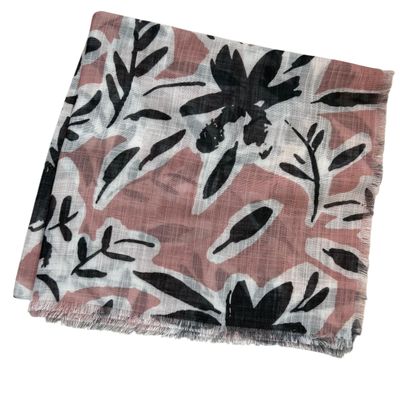 Peachy blush - Soft fringes tichel - leaves patterns