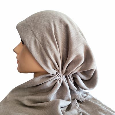 Light gray solid  - soft fringes pretied tichel