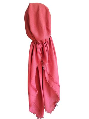Coral solid  - soft fringes pretied tichel