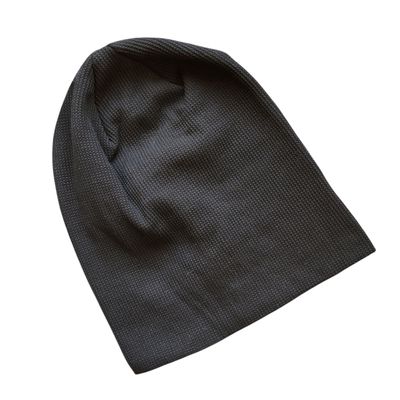 Black waffle cotton beanie