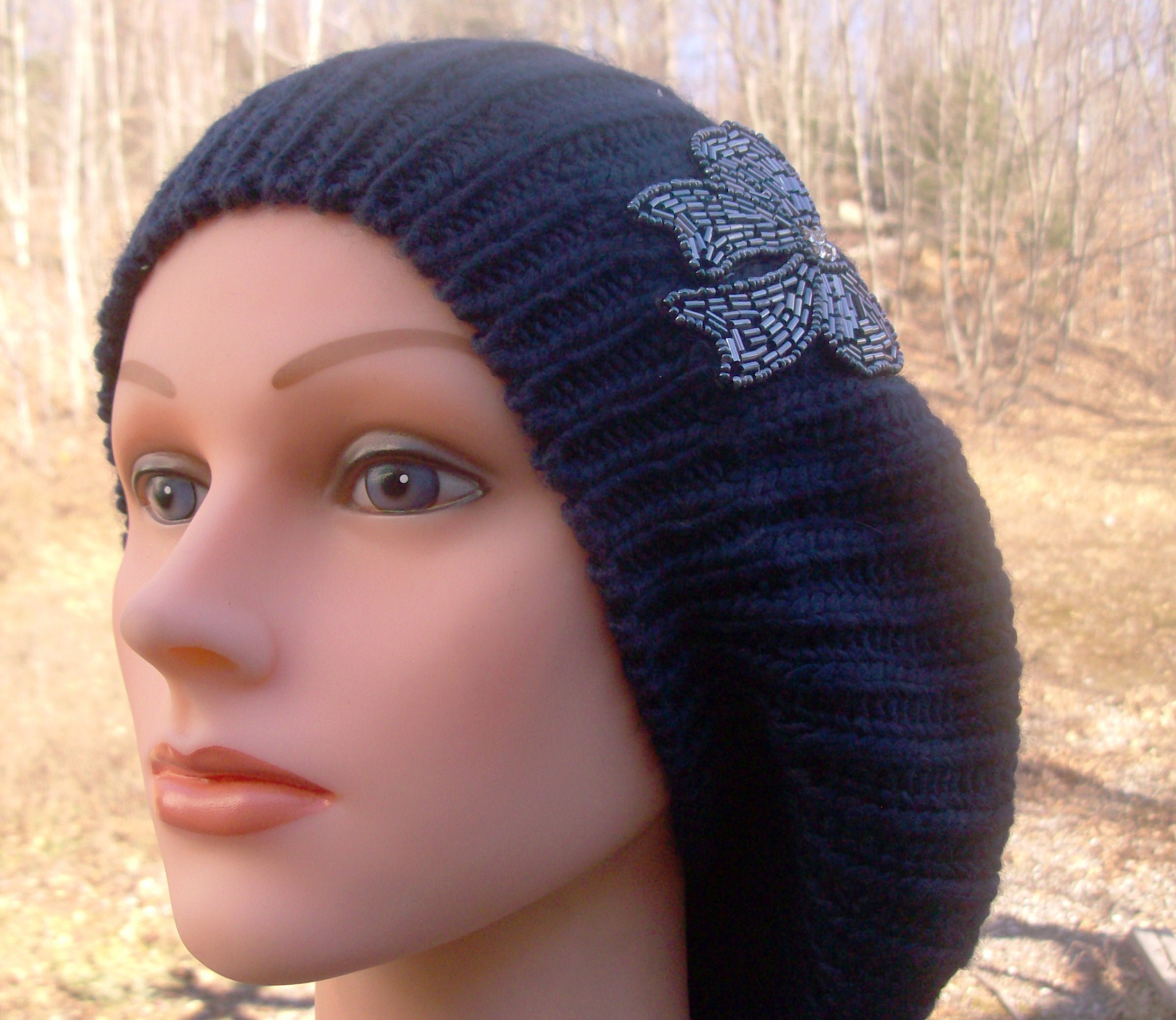 Chic beret navy blue single layer