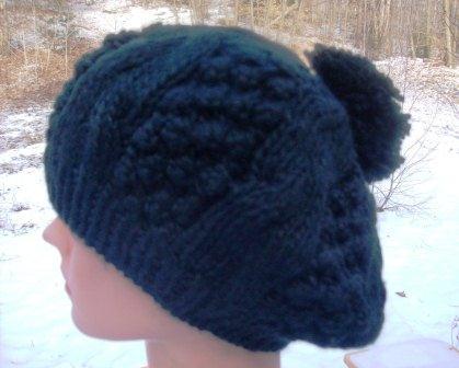 Black pom pom beret