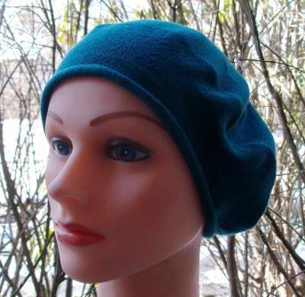 Cotton beret  turquoise blue medium