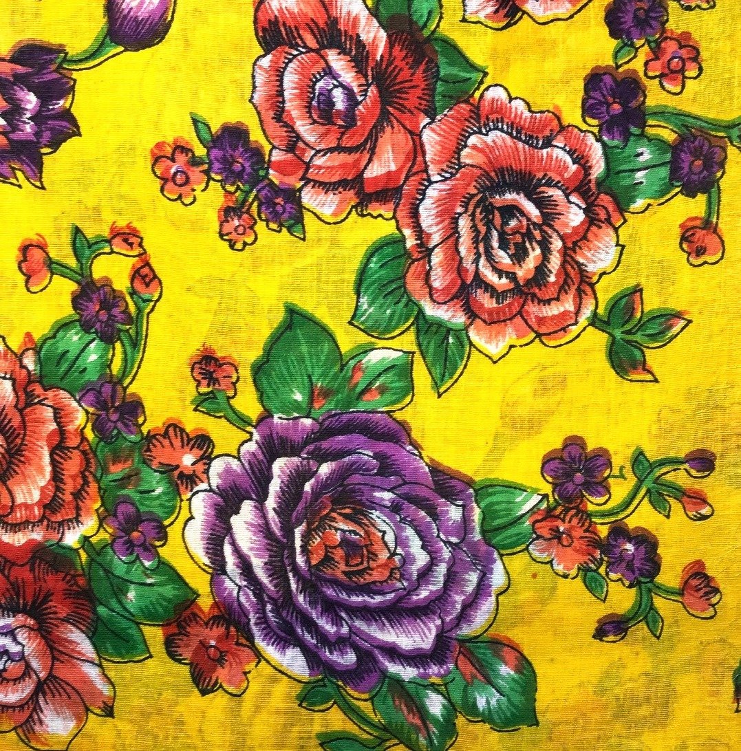 Bright yellow floral tichel