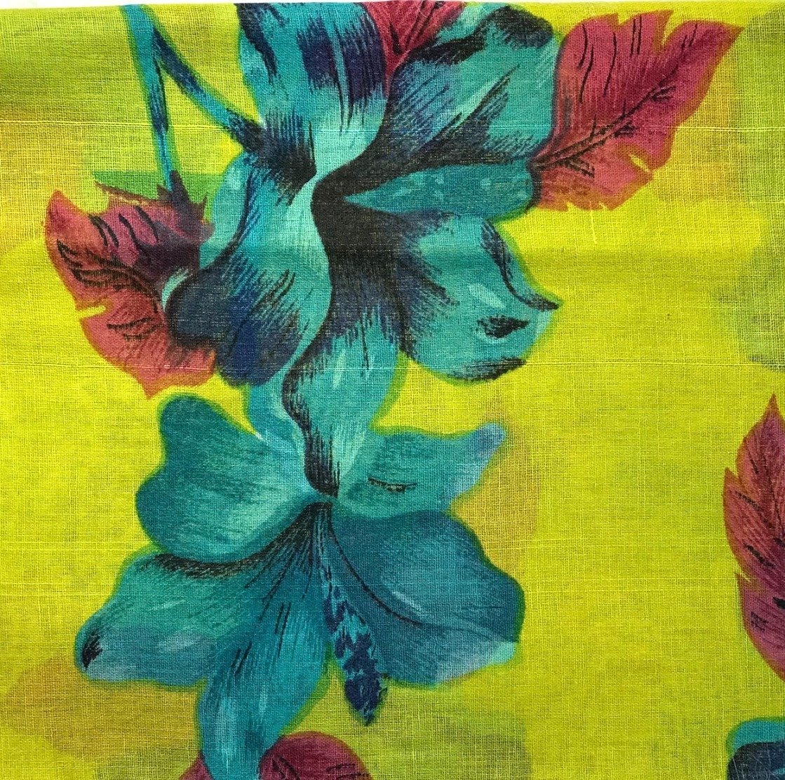 Yellowish green floral tichel