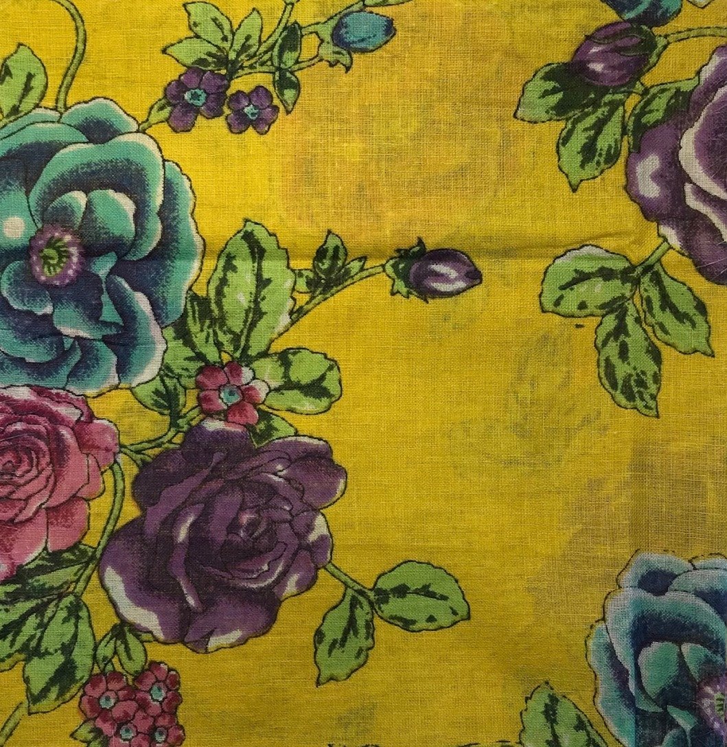 Mustard yellow floral tichel