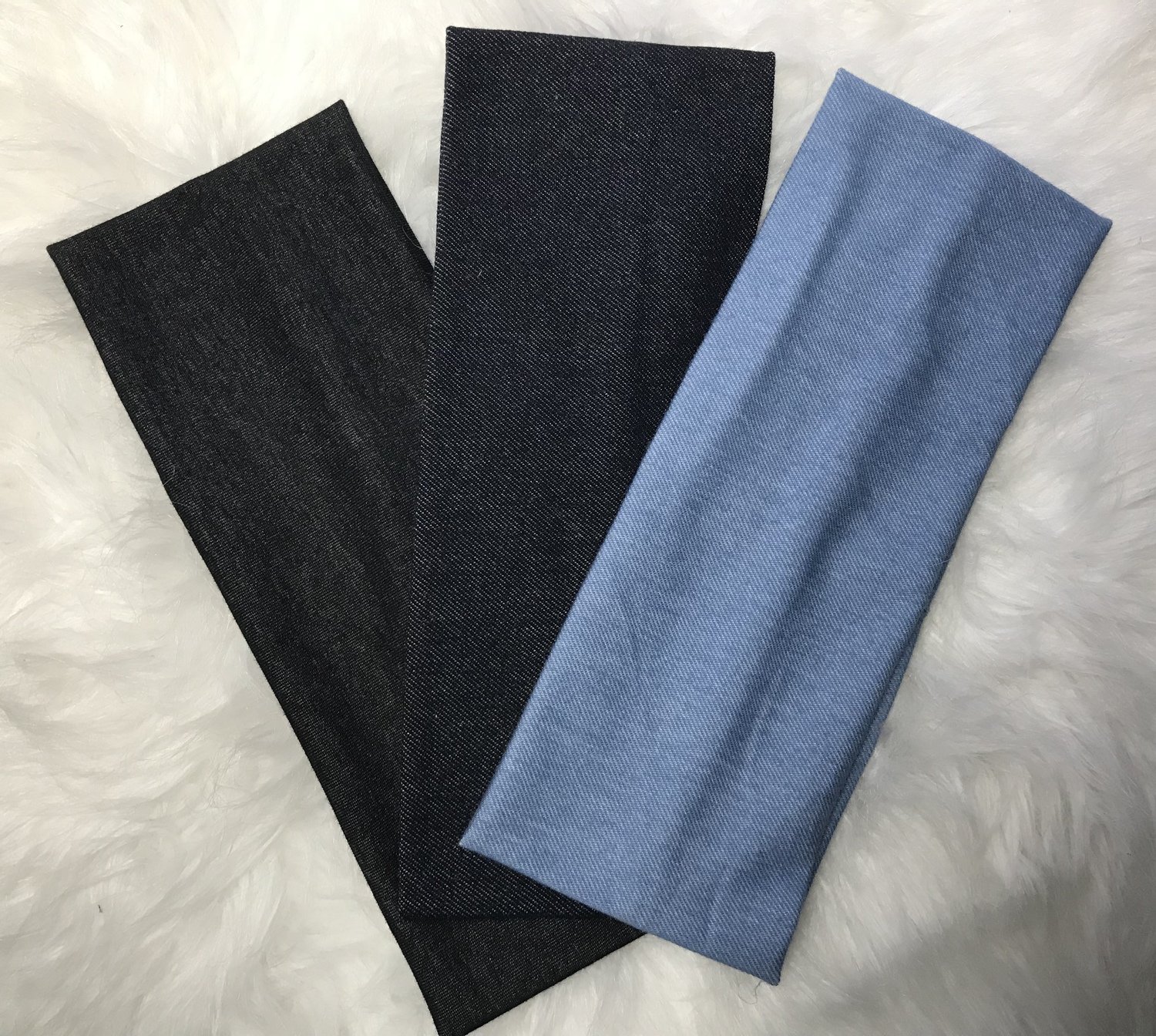 Flat denim headbands