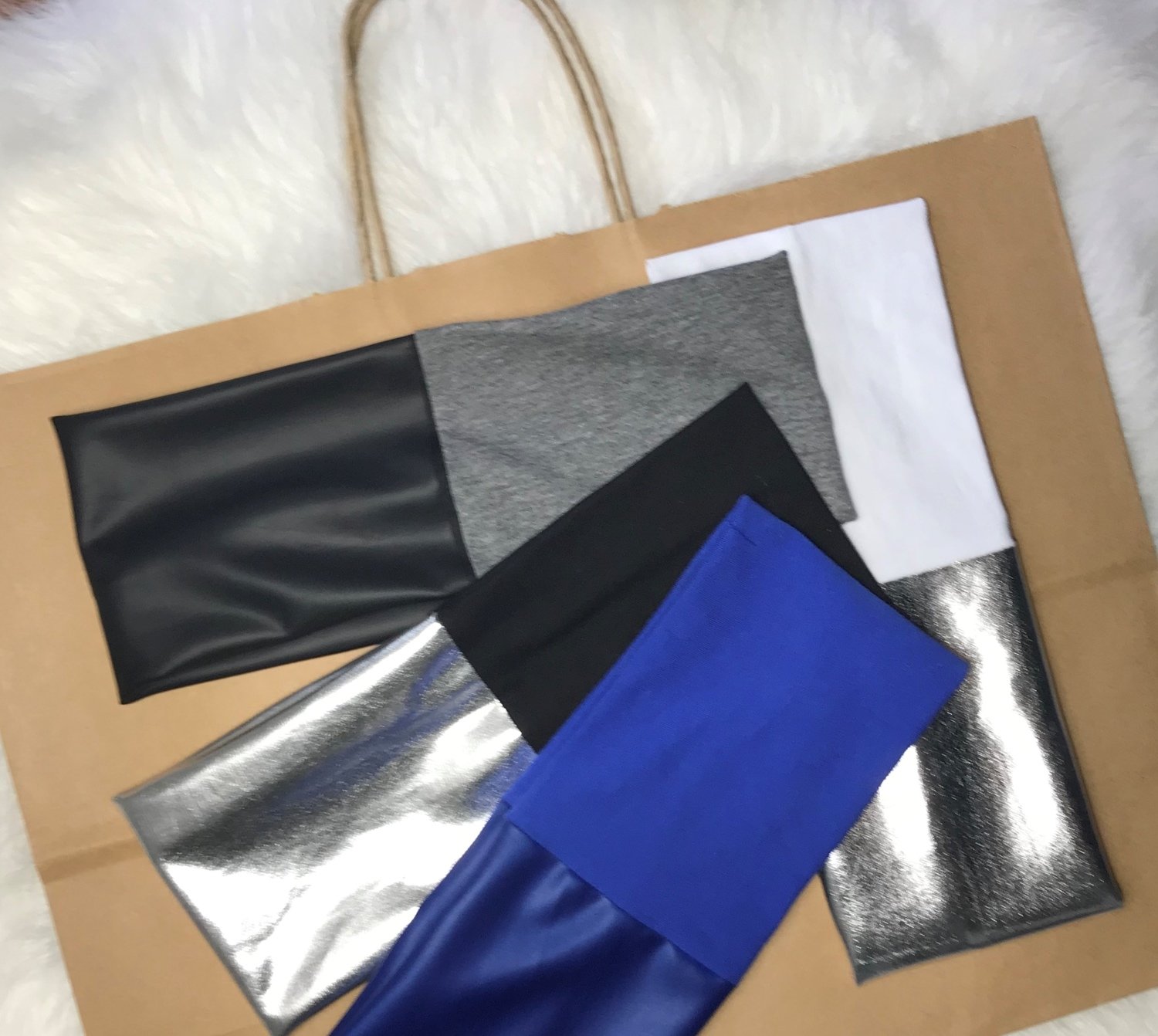 Cotton/pleather flat  headbands