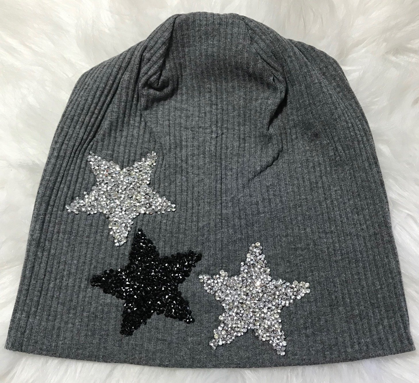Star ribbed cotton beabies, choose: gray
