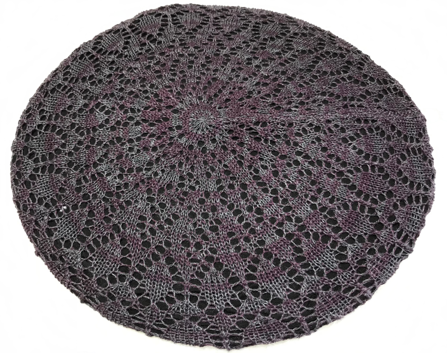 Plum and gray Lined Beret Snood