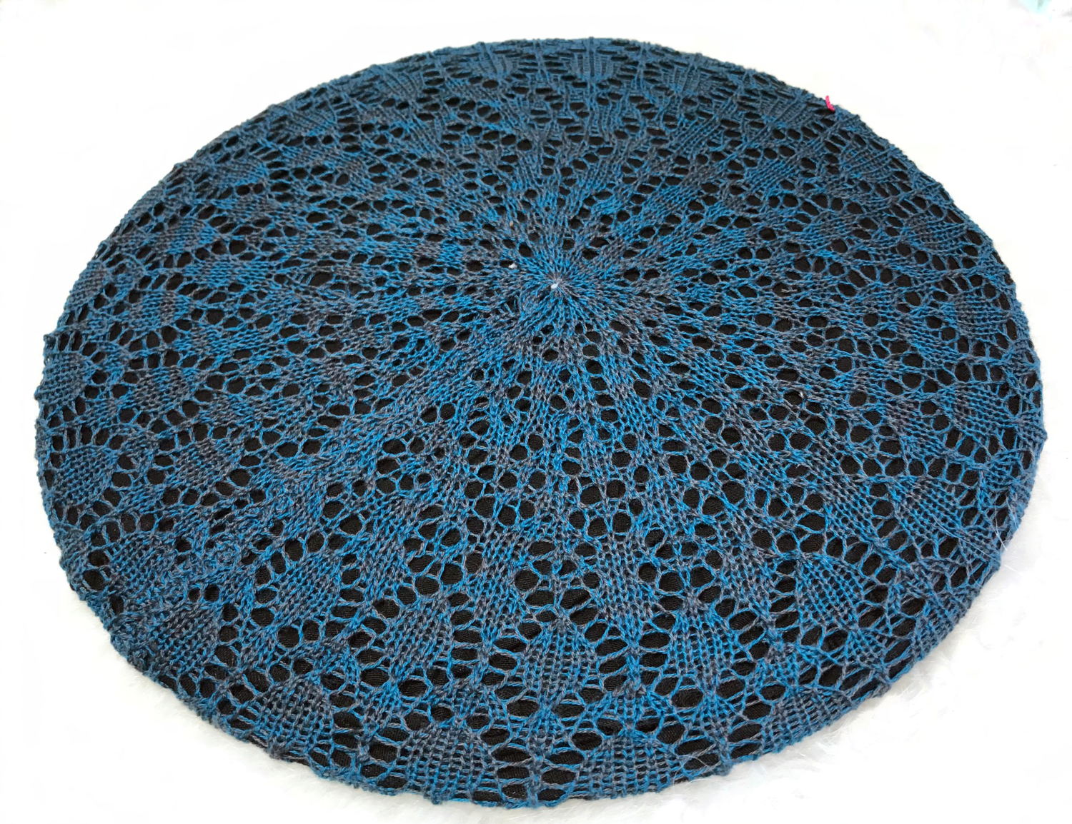 Turquoise and gray Lined Beret Snood