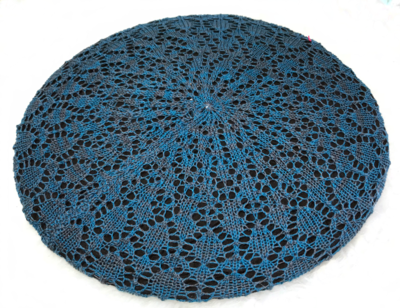 Turquoise and gray Lined Beret Snood (without adjustable pull tab)