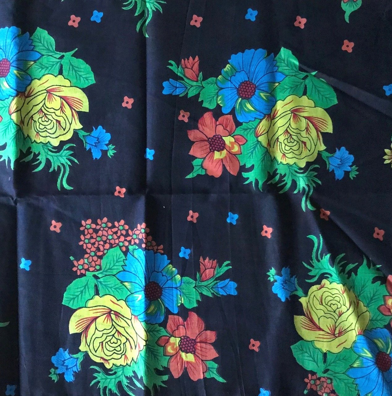Black with colored flowers tichel