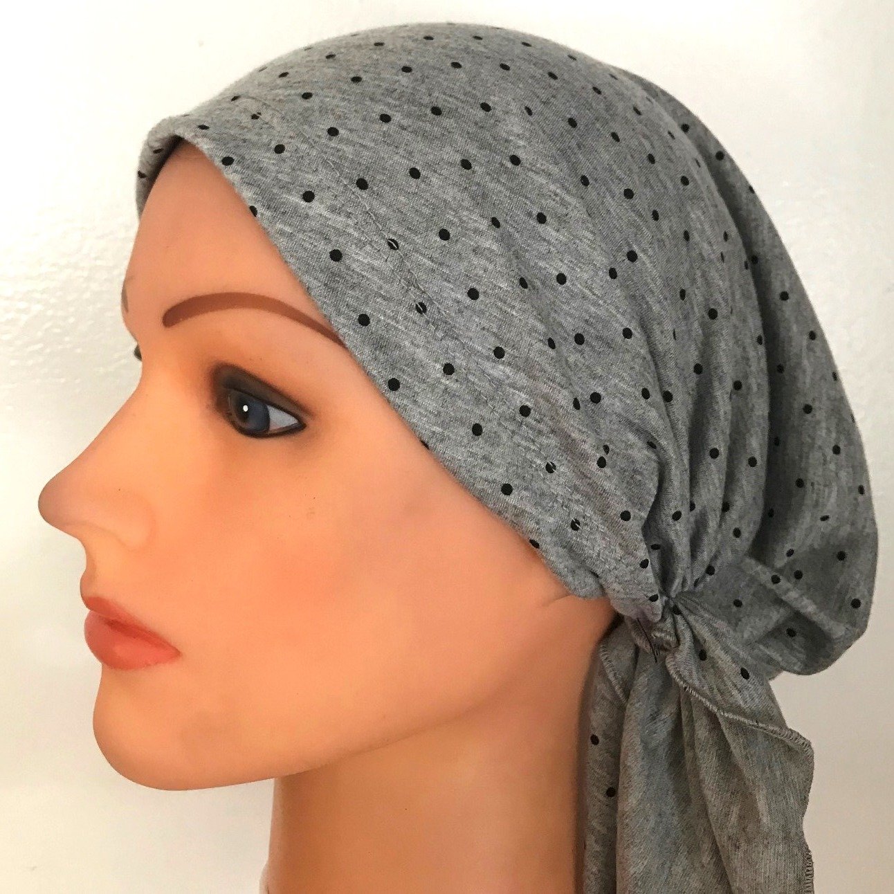 Pre tied tichel gray and black
