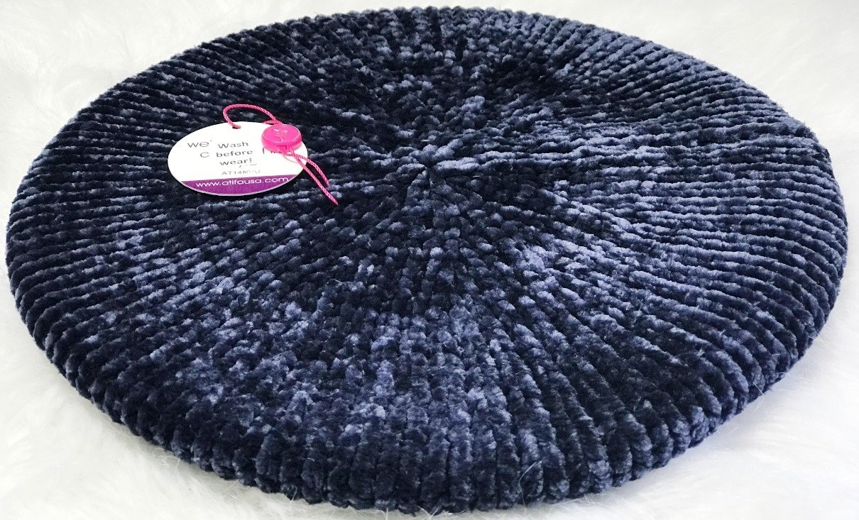 Navy ribbed velevt snood/beret