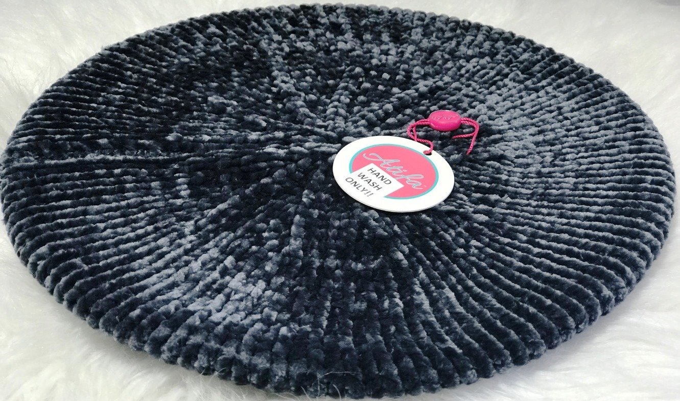 Dark gray ribbed velevt snood/beret