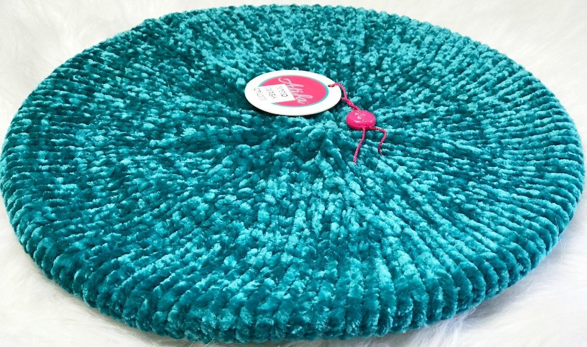 Teal (light green) ribbed velevt snood/beret
