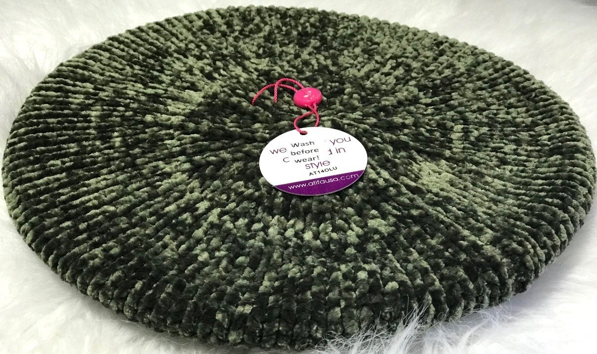 Olive ribbed velevt snood/beret