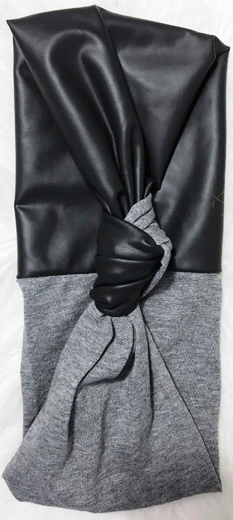 Knot split cotton/pleather, choose: gray/black