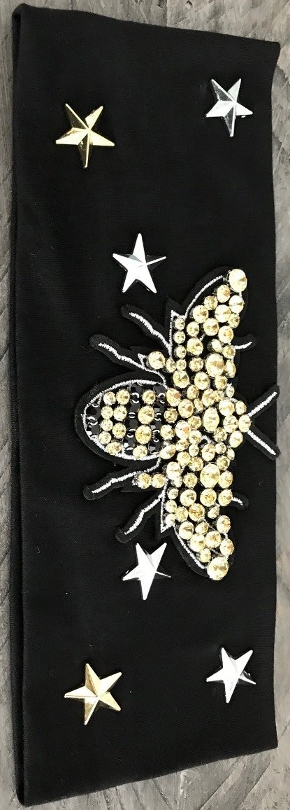 Cotton w/large applique flat  headbands, choose: black