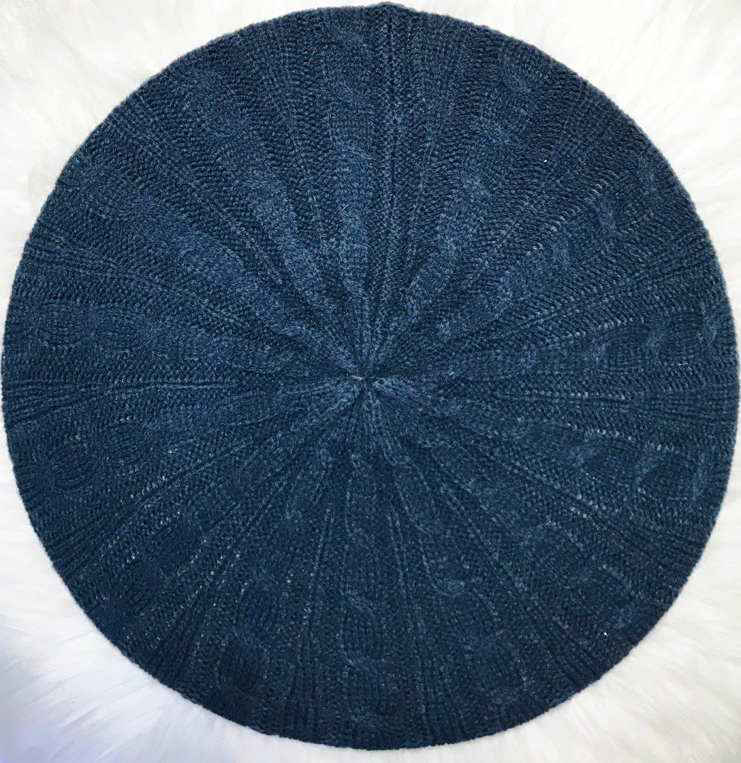Navy cable beret/snood