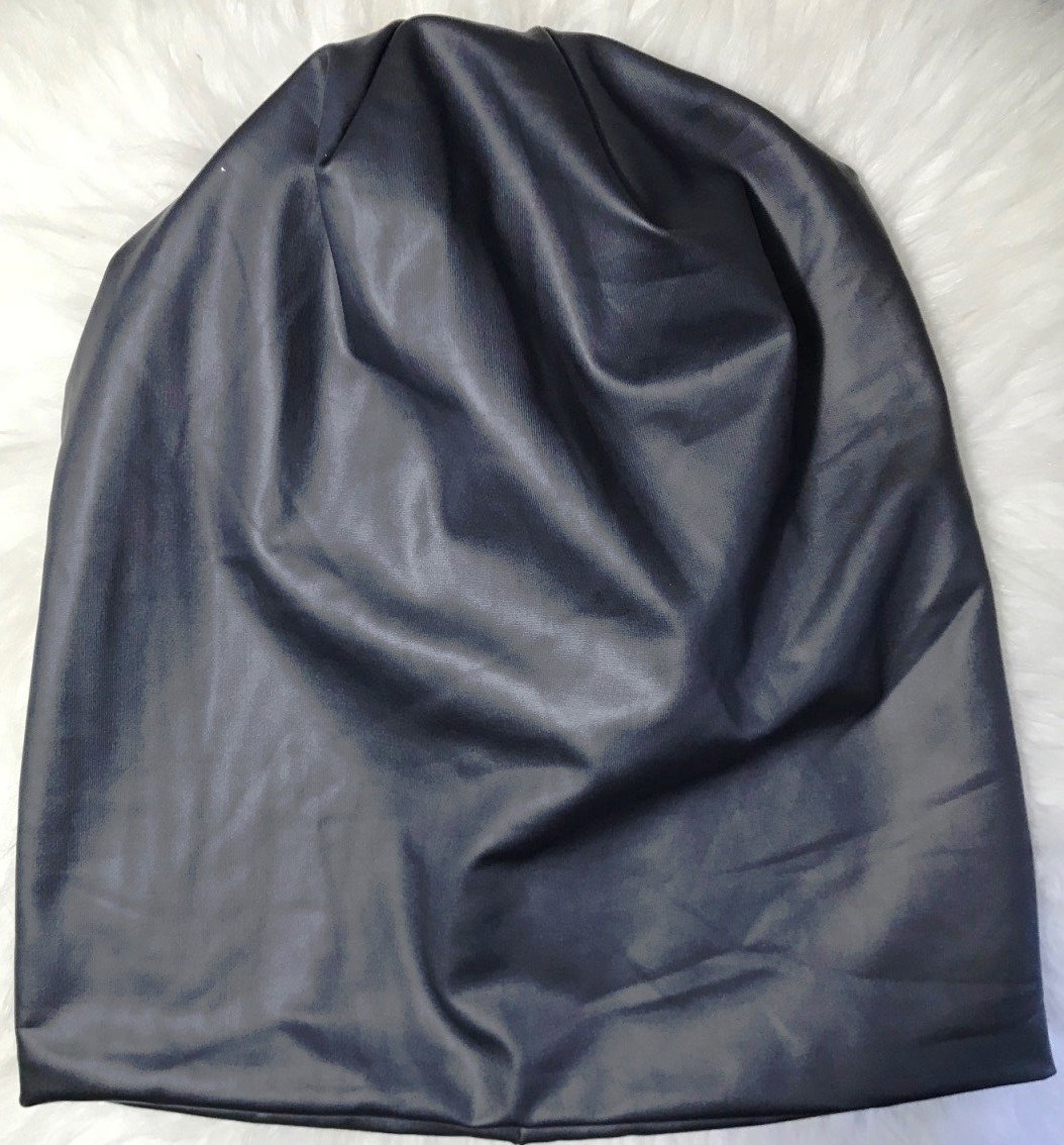Solid gray pleather beanie